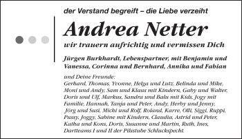 Traueranzeige von Andrea Netter von Pegnitz-Zeitung
